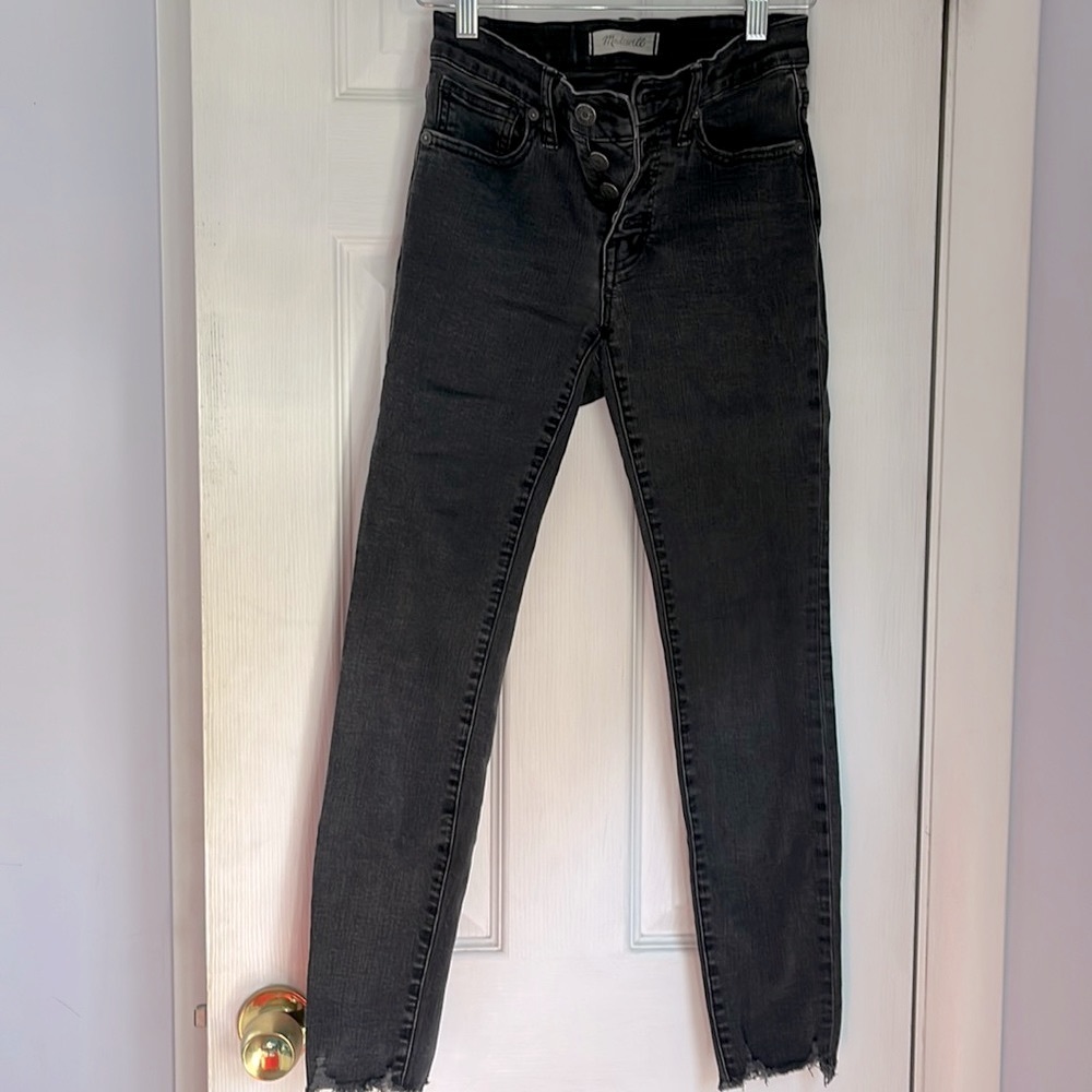 Madewell button fly black rinse jeans